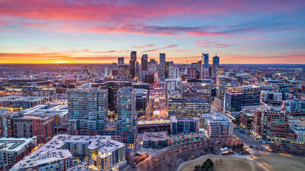 Denver, Colorado, Usa Drone Aerial Skyline